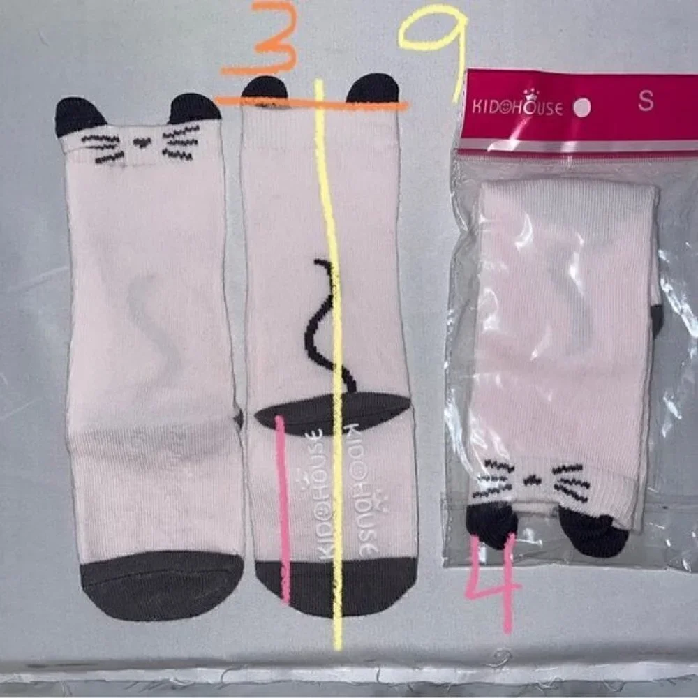Cat Socks Newborn Socks Cat Face and Tail Knee High Pull On Socks Kid House